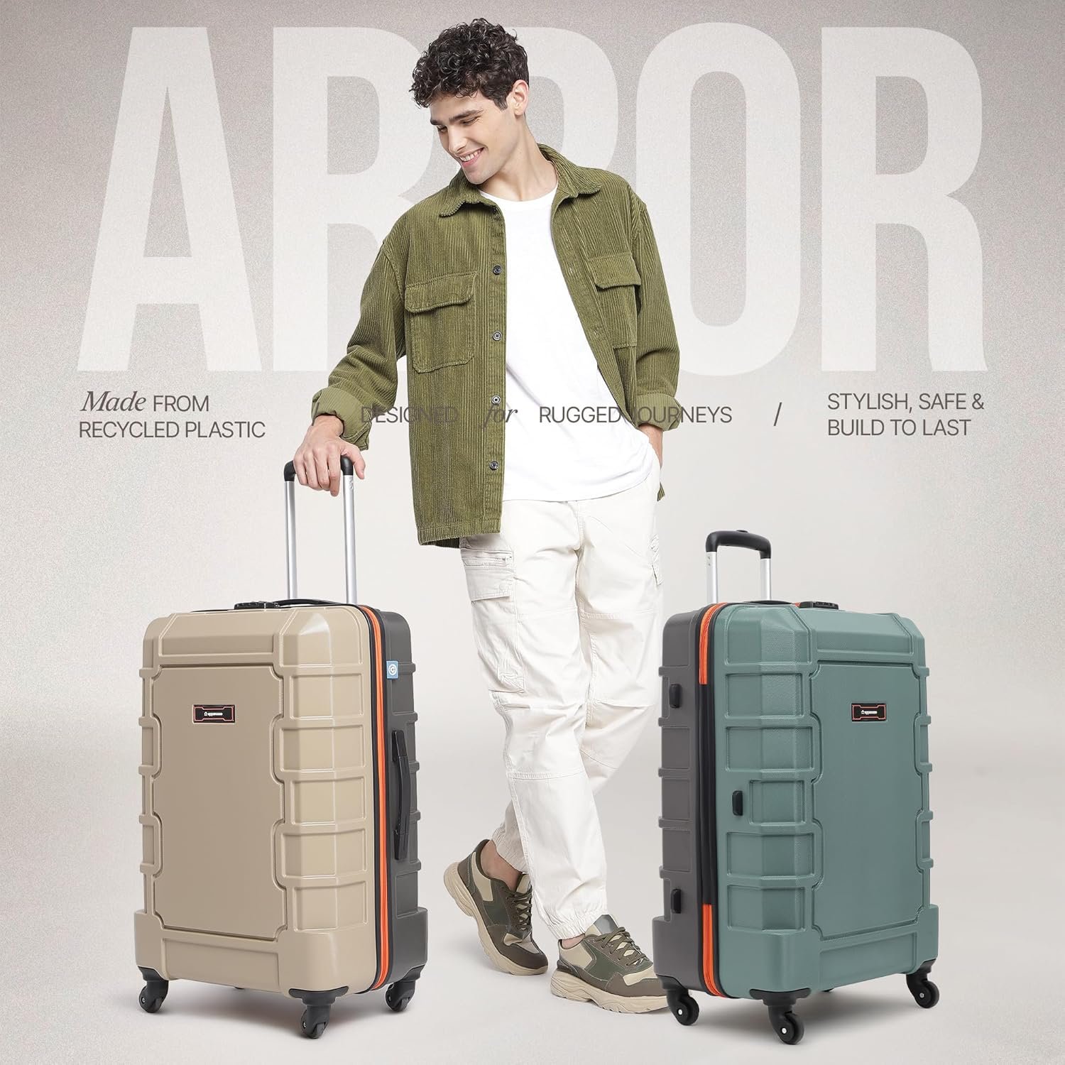 815jqj7rmdl. sl1500 uppercase Arbor 74cm (Large)| Check-in Trolley Bag| Spinner Hardsided Luggage| Secure Combination Lock| Scratch Resistant| Mesh ConviPack| Suitcase for Men & Women| 2000 Days Warranty(Green)