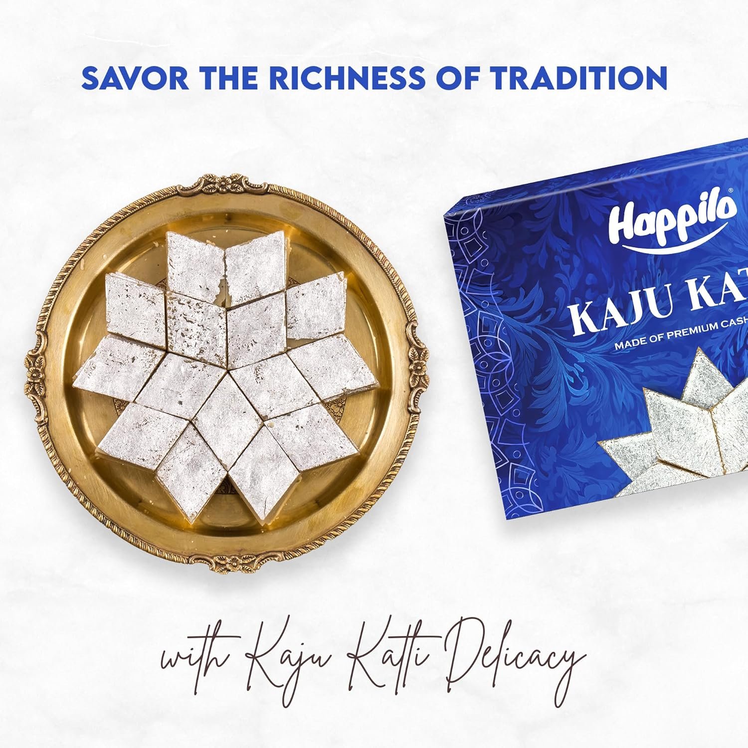 81c2qdiww5l. sl1500 Happilo Premium Kaju Katli 200g, Traditional Indian Sweet, Premium Cashew Fudge, Festive Treat