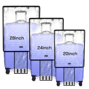 Storite Set of 3 Trolley Bag Cover Suitcase Cover Transparent PVC Suitcase Cover with Zipper Dustproof Waterproof & Anti-Scratch Trolley Cover for Travel Accessories(28 inch, 24 inch, 20inch)