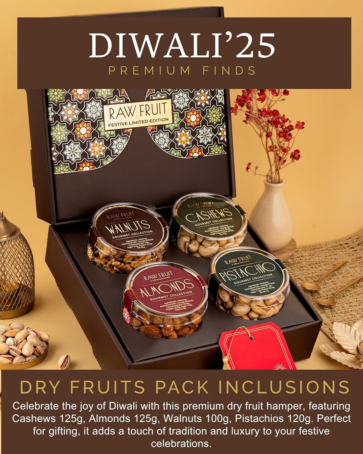 81gizn045wl. sl1500 HyperFoods® Diwali Gifts for Family and Friends DryFruit Combo Pack DryFruits Gift Box Small Pet Jars Pack Of 4 Dry Fruits Cashewa Walnuta Almonda Pistachios Nuts and Dry Fruits Combo