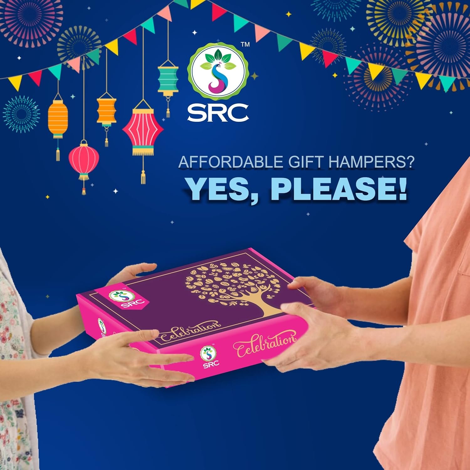 81gupvkf38l. sl1500 SRC Creations Celebration Dry Fruits Gift Pack For Festive Wedding | Chocolate Covered Cashews (250g) and Chocolate Covered Almond (250g) | Corporate Gift Hamper Box