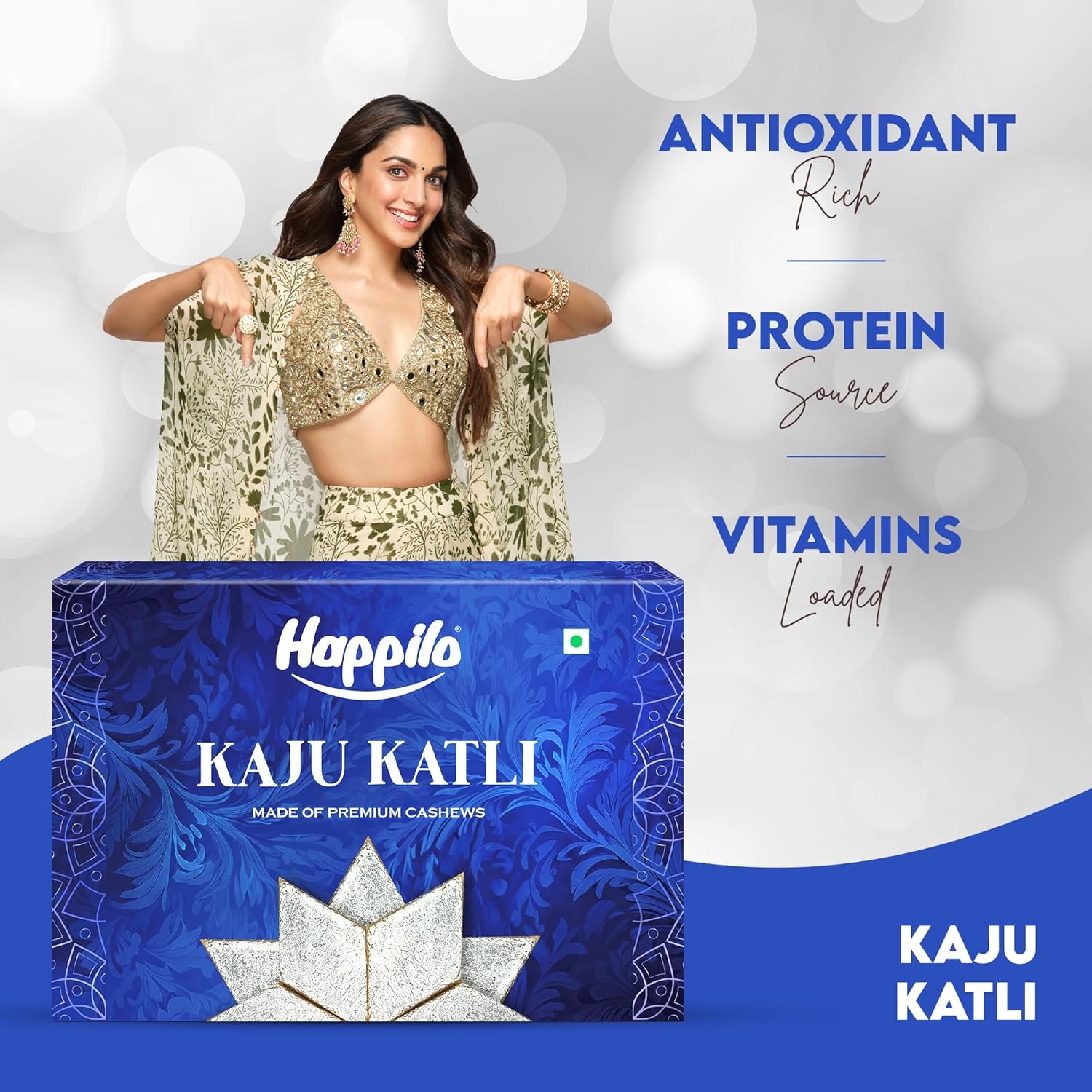 81i3u8wbdll. sl1500 Happilo Premium Kaju Katli 200g, Traditional Indian Sweet, Premium Cashew Fudge, Festive Treat