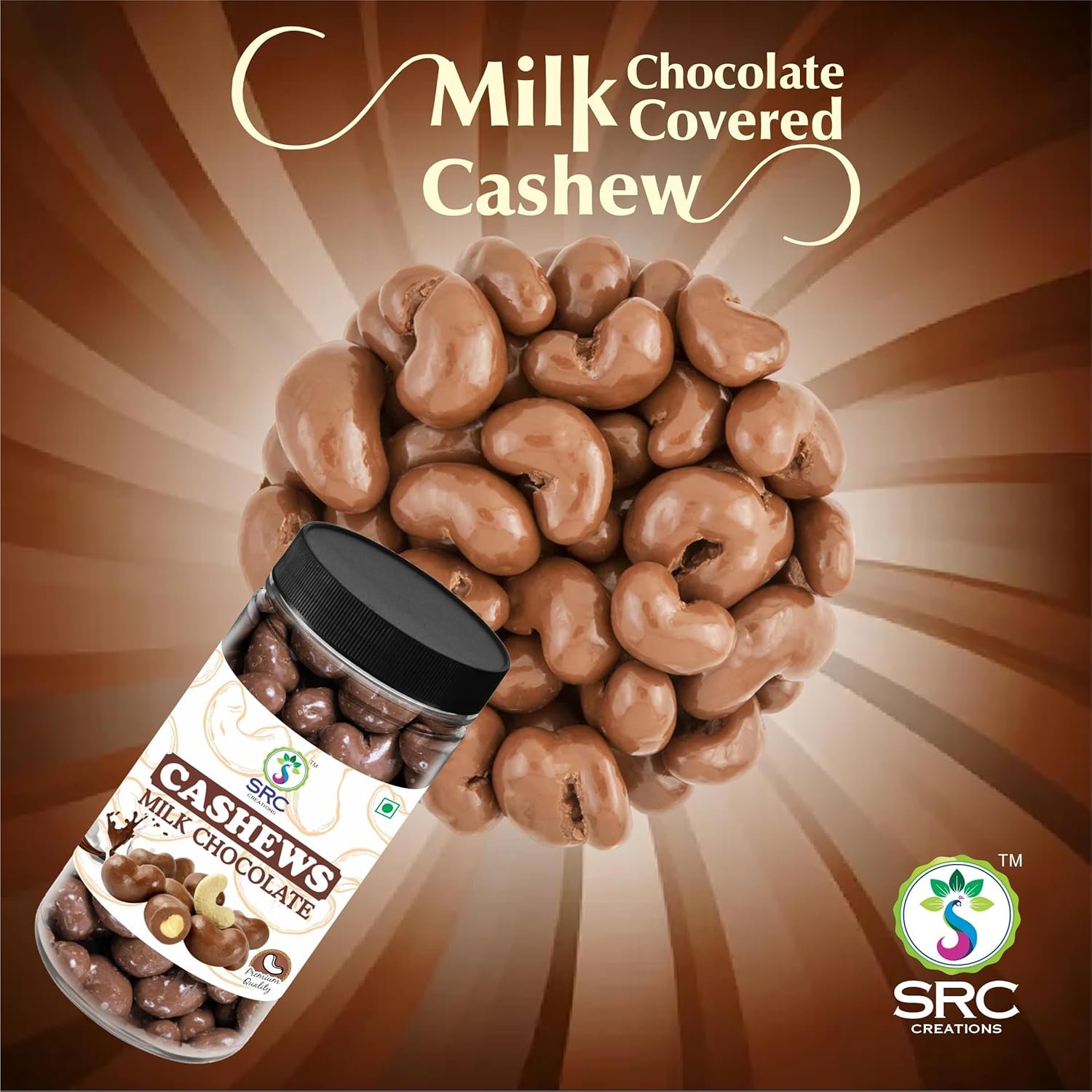 81vuzcisxsl. sl1500 SRC Creations Celebration Dry Fruits Gift Pack For Festive Wedding | Chocolate Covered Cashews (250g) and Chocolate Covered Almond (250g) | Corporate Gift Hamper Box