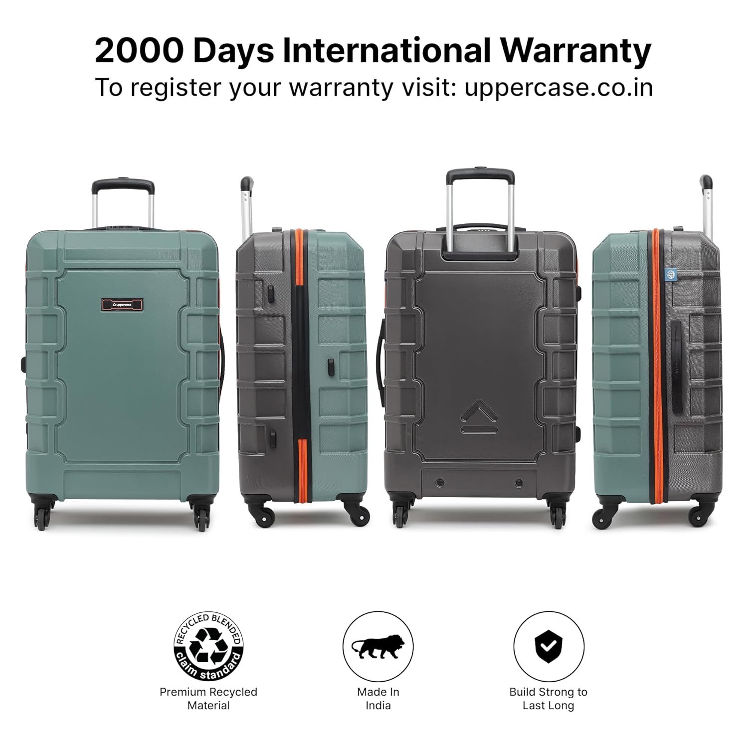 81yrjz0zubl. sl1500 uppercase Arbor 74cm (Large)| Check-in Trolley Bag| Spinner Hardsided Luggage| Secure Combination Lock| Scratch Resistant| Mesh ConviPack| Suitcase for Men & Women| 2000 Days Warranty(Green)