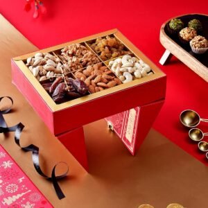 Hyperfoods Diwali Gift Items For Family And Friends Diwali Gift Hampers For Employees Diwali Gifts Diwali Gift Hamper Diwali Dryfruit Gift Box Red Stand Box Walnut Pistachio Cashew Almond Raisins