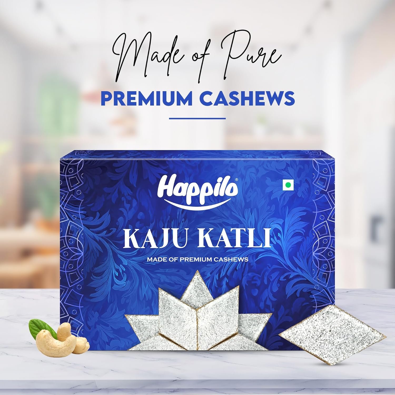 81fmhsahvml. sl1500 Happilo Premium Kaju Katli 200g, Traditional Indian Sweet, Premium Cashew Fudge, Festive Treat