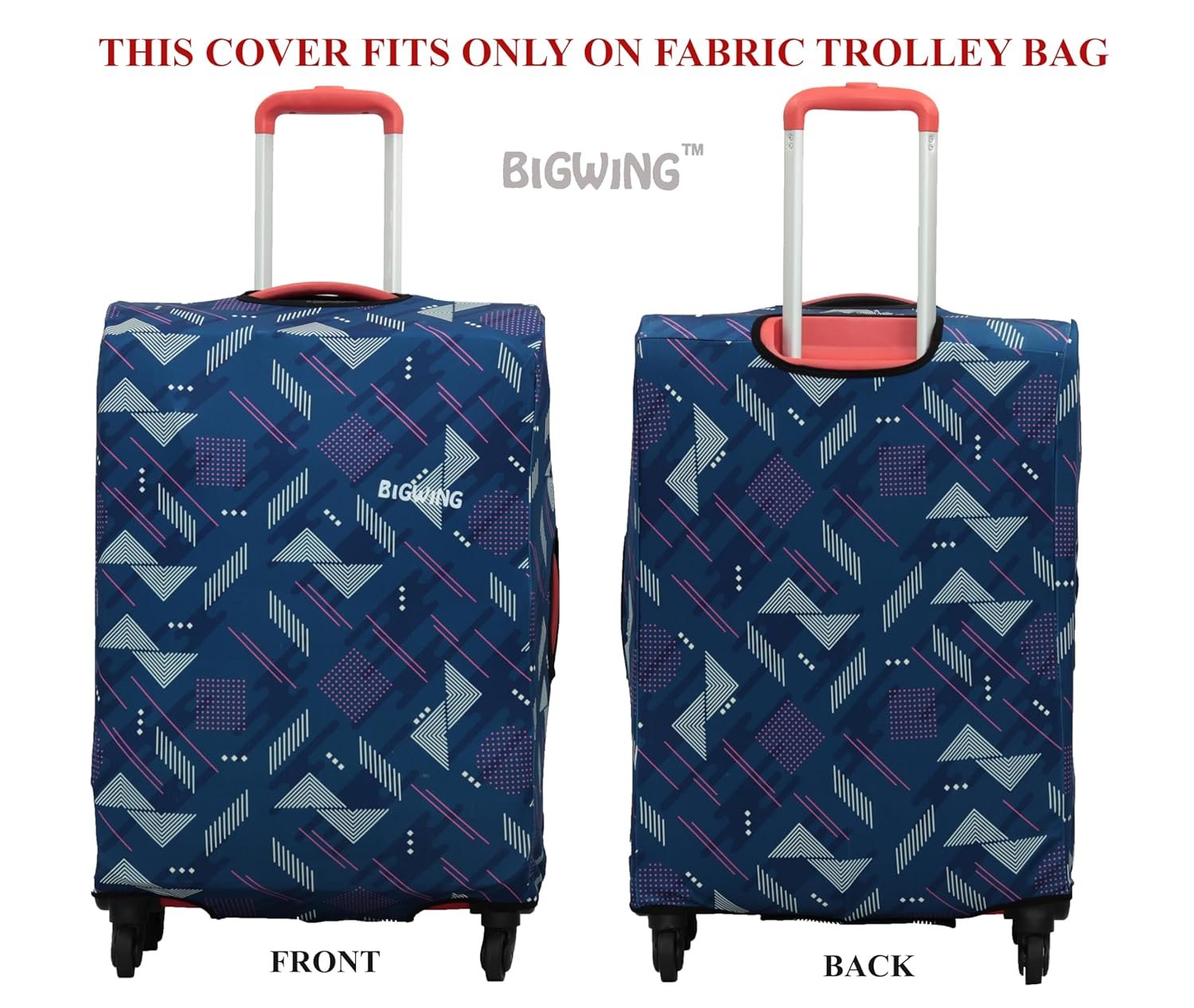 81hlzr1vhtl. sl1500 BIGWING Protective Cover in Polyester Fabric with Geometric Print for | 24 Inch 65 cm Medium Size | Soft Luggage Trolley Bag Cover (Fits Only On Fabric Trolley Bag)