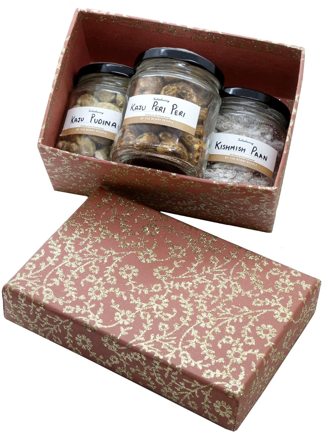 The Berry People: Sweet & Spicy Gift Hamper - Flavoured Dry Fruits Combo of Kaju Peri Peri, Kaju Pudina & Kishmish Paan | Nutritious Pack & Healthy Snacks for All Occasions | Diwali Gift The Berry People: Sweet & Spicy Gift Hamper - Flavoured Dry Fruits Combo of Kaju Peri Peri, Kaju Pudina & Kishmish Paan | Nutritious Pack & Healthy Snacks for All Occasions | Diwali Gift