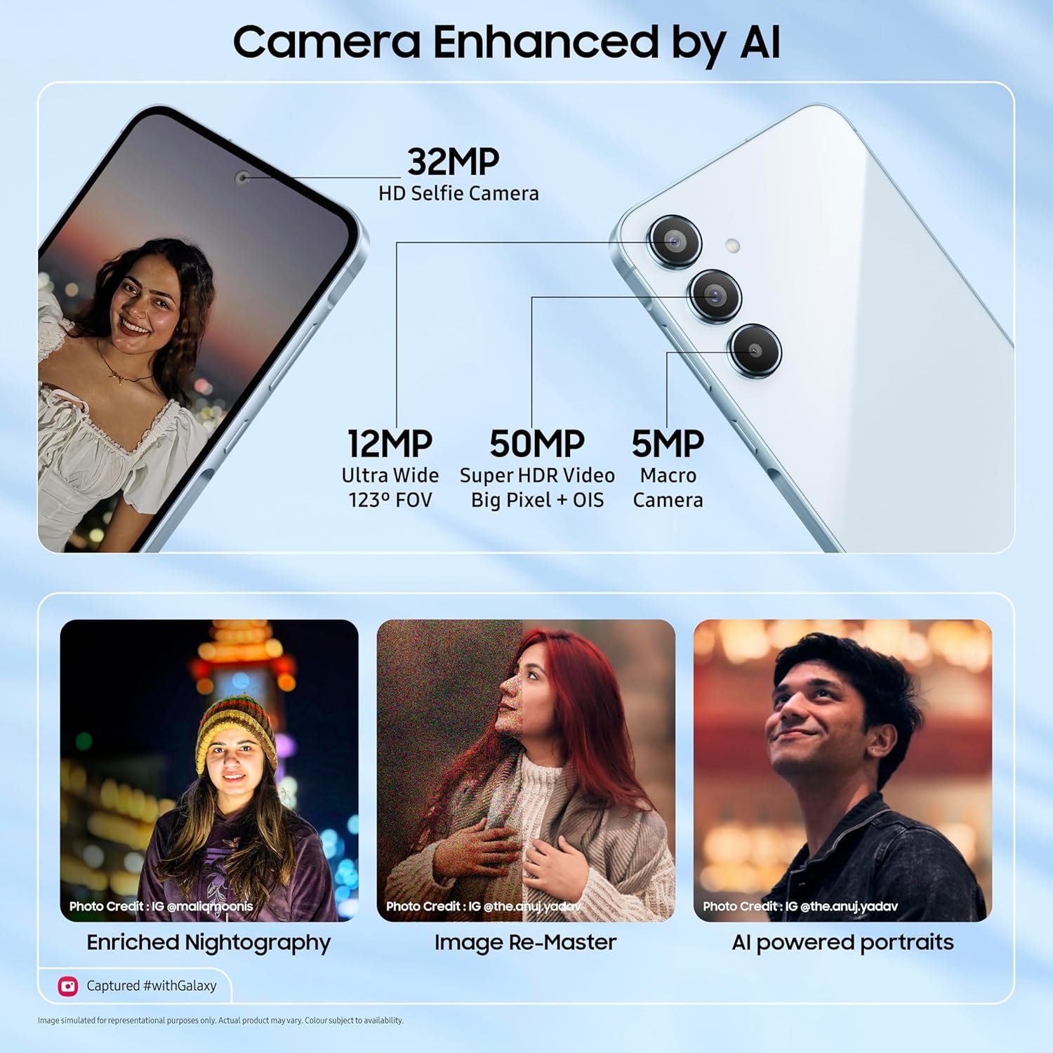 81k qvgw5l. sl1500 Samsung Galaxy A55 5G (Awesome Iceblue, 12GB RAM, 256GB Storage) | AI | Metal Frame | 50 MP Main Camera (OIS) | Super HDR Video| Nightography | IP67 | Corning Gorilla Glass Victus+ | sAMOLED Display