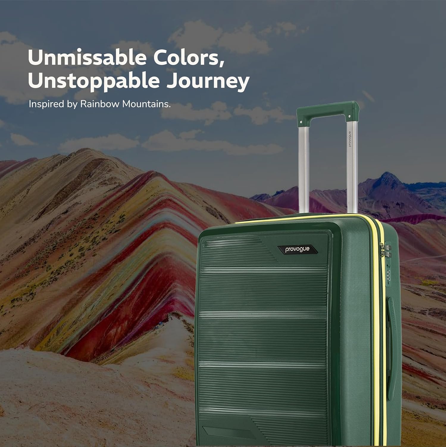 81lsjfy8zpl. sl1500 Provogue Spectrum Hard-Sided PP 55 Cm Suitcase/Cabin Trolley Bag Small| Expandable Space with 8 Wheels Trolley Bags for Travel |Lightweight with Combination Lock|5 Year Warranty (Midnight Fern Green)