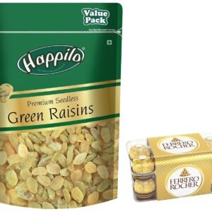 Happilo Premium Seedless Green Raisins 500g Value Pack & Ferrero Rocher, Exquisite Hazelnut and Milk Chocolate Premium Gift Box, 16 pieces (200 g)