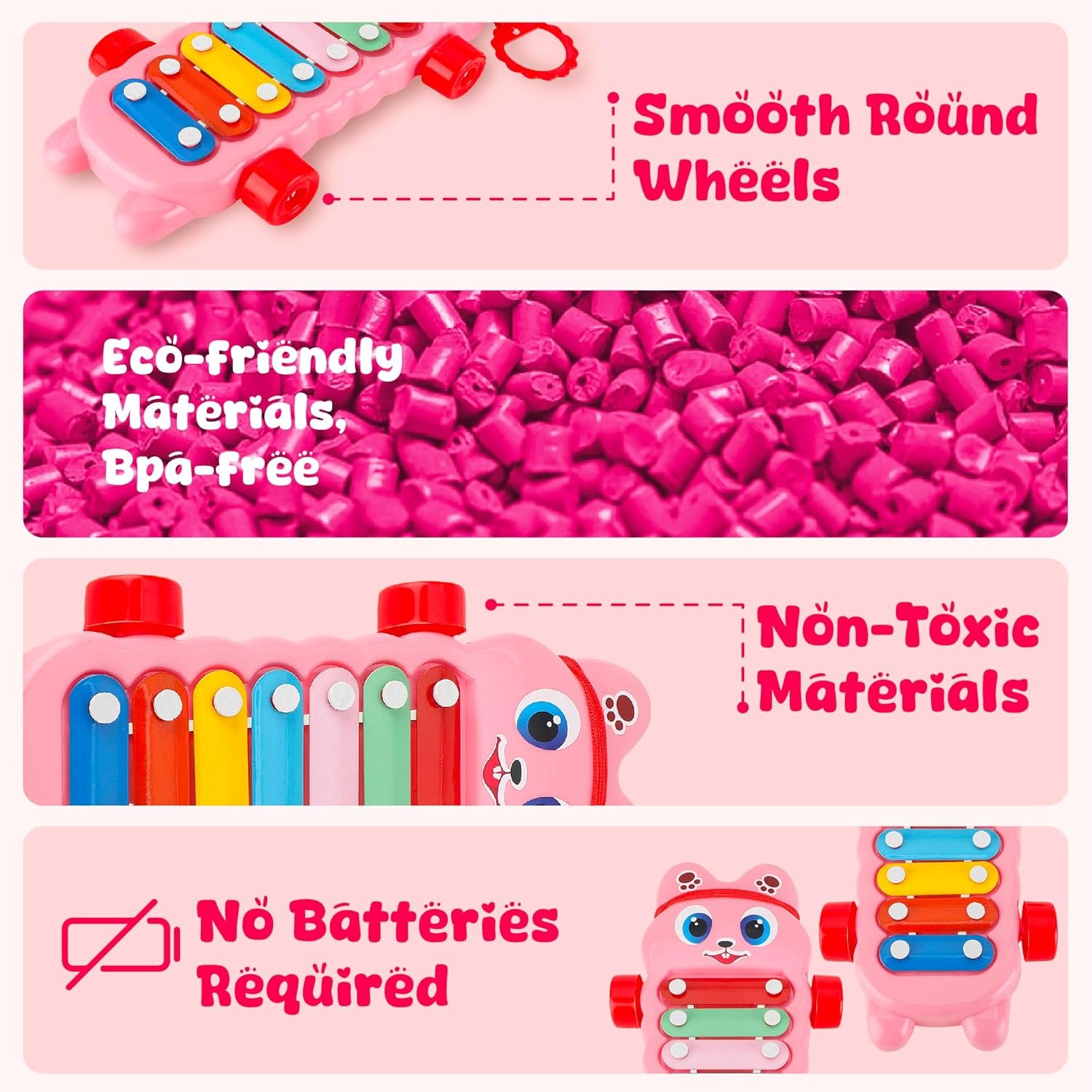 81yngguygfl. sl1500 Xylophone Musical Educational Toy for Kid (1-3Year Old) I Toddlers Babies Kids Girls, Boys I 2-in-1 Piano Combined I Safe for Drum Sticks for Fast and Fun Learning for Kid Pink