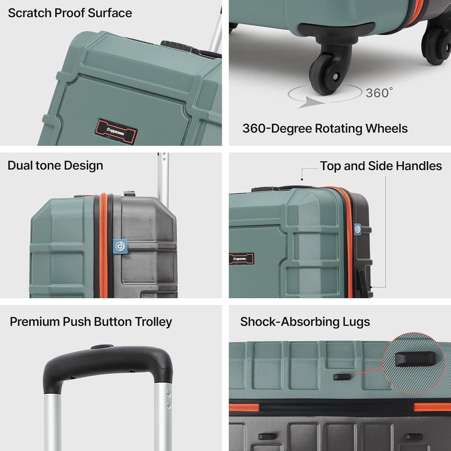 81z2 9b5rl. sl1500 uppercase Arbor 74cm (Large)| Check-in Trolley Bag| Spinner Hardsided Luggage| Secure Combination Lock| Scratch Resistant| Mesh ConviPack| Suitcase for Men & Women| 2000 Days Warranty(Green)