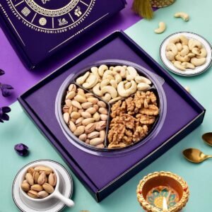 Hyperfoods Diwali Gift Items Diwali Dryfruit Gift Box Diwali Gifts for Employees Diwali Gift Hampers Diwali Gifts for Family Diwali Dry Fruits Pack of 3 Purple Box Pista Walnut Cashew Corporate Gifts