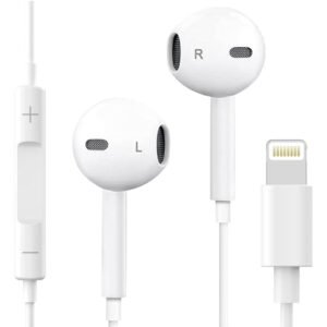 DH-1126 Lightning Connector Earphones with Mic | Extra Bass | Wired in-Ear Headphones | Deep Bass Sound | Noise Isolation | White | for iPhone/iPad White