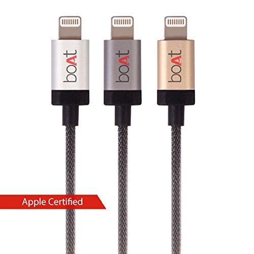 41c76mzwvl Boat Ltg 500 Usb Type C Apple Mfi Certified For Iphone, Ipad Tablet And Ipod 2Mtr Data Cable(Metallic Silver)