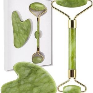 TYROCX Gua Sha Facial Tools & Jade Roller Massager Set for Skin Care, Reduce Puffiness and Improve Wrinkles, Guasha Tool for Face, Gua Sha Stone Self Care Gift for Woman Man