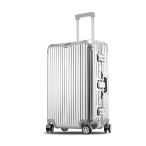 PYB Autograph - Premium Full Aluminium Trolley Bags for Travel, Zipless Cabin 20 inch Suitcase with TSA Lock, Noiseless 360° Rotating 8 Wheels, Compression Pads and Divider (Silver)