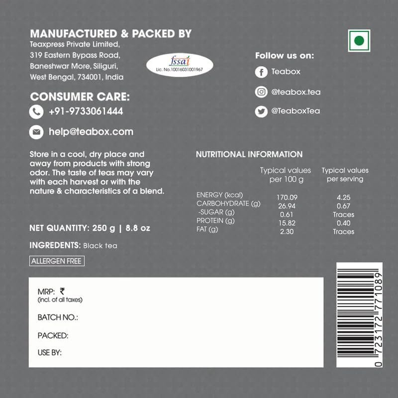 510q6ivj ol Teabox Premium Kadak Chai Vacuum Sealed Pack for Freshness | Sourced From The Estates Of Assam & Dooars | Strong and Premium Chai Black Tea 250G