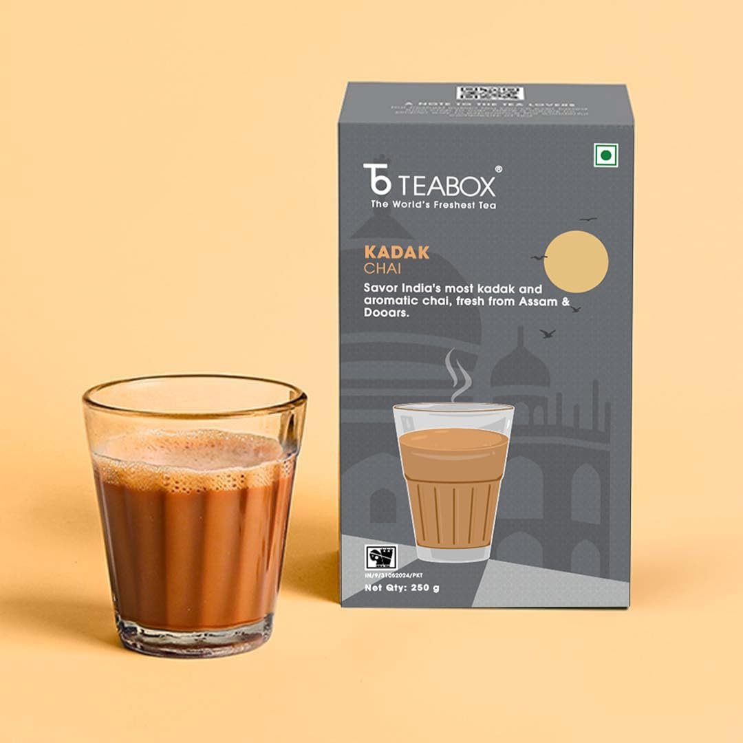 51d4kpiuywl. sl1080 Teabox Premium Kadak Chai Vacuum Sealed Pack for Freshness | Sourced From The Estates Of Assam & Dooars | Strong and Premium Chai Black Tea 250G