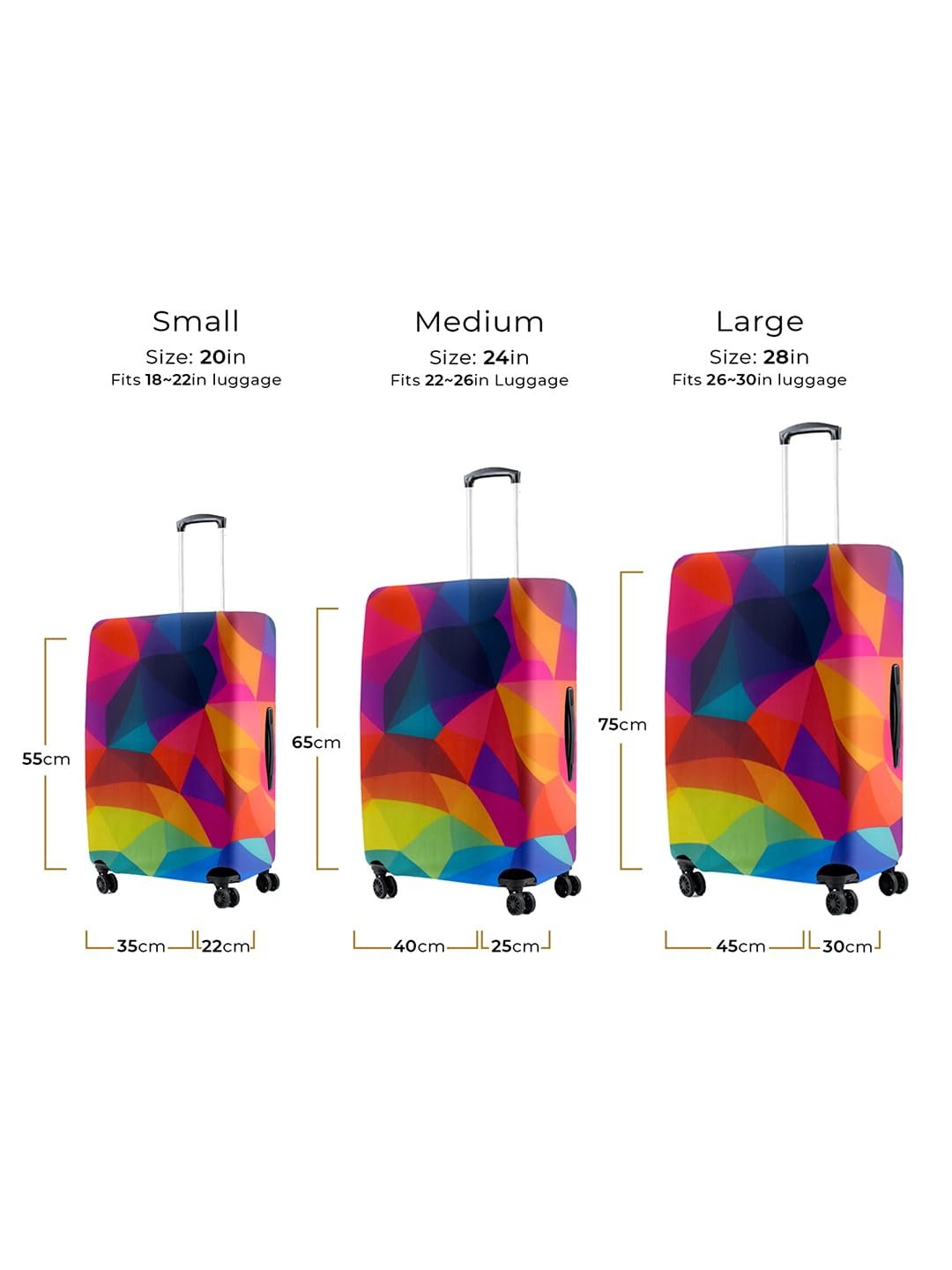 51kto1m3kfl. sl1440 Cortina Polyester Luggage Cover Trolley Travel Covers Washable Dust Proof Anti-Scratch Suitcase Protector, Small-Multicolor