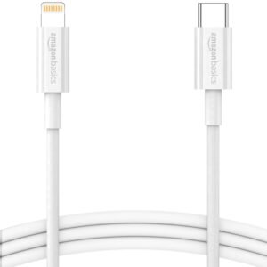 amazon basics TPE Type-C to Lightning Cable | 30W Fast Charging, 480Mbps Data Transfer Speed | Compatible With iPhone, iPad Air, Pro, Mini, iPad | 1 meter (White)