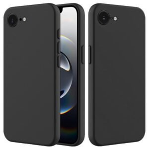amazon basics Mobile Cover for Apple iPhone 16e | Full Camera Protection | Premium Liquid Silicon Case | Flexible Bumper Case for Apple iPhone 16e (Black)