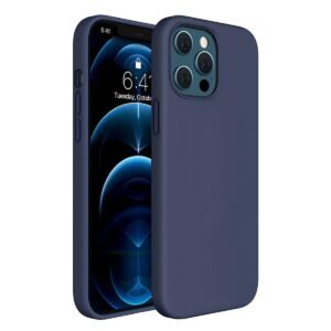 LIRAMARK Liquid Silicone Soft Back Cover Case for Apple iPhone 12 Pro Max (6.7 inch) (Midnight Blue)
