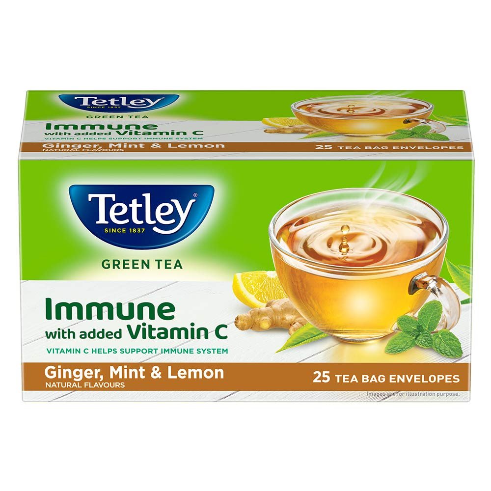 611clajg6bl. sl1000 Tetley Green Tea Bags, Ginger Mint Lemon, 25 Tea Bags