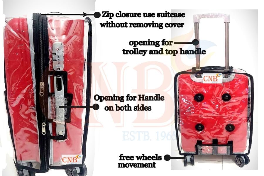 611kwkjbtcl CNB Trolley Bag Cover/Suitcase Bag Cover/Waterproof Dustproof Luggage Cover/Zippered Clear PVC Suitcase Covers Protectors, Pack of 3 (Hard Luggage, Sizes 22 26 30)