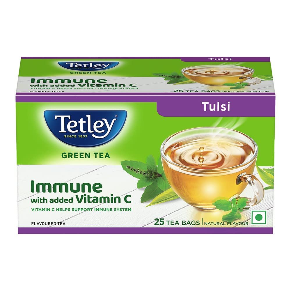 614kmxbut4l. sl1000 Tetley | Green Tea with Tulsi | Immune with Added Vitamin C | 25 Tea Bags