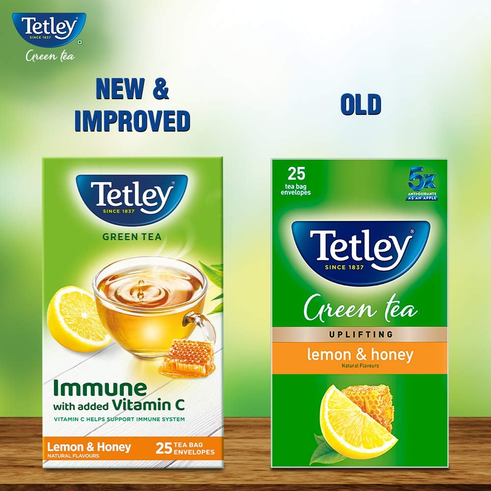6172zlhbswl. sl1000 Tetley Green Tea, Lemon and Honey, 25 Tea Bags