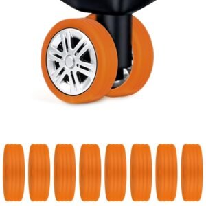 Fabam Luggage Wheel Silicone Protector Cover, Trolley Wheel Cover Silicone Wheel Cover for Trolley Bag Wheel Protector Noise Reduction, Anti-Scratch Travel Bag (Orange, Pack of 24)