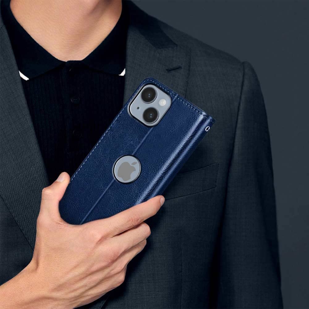 61faizwmpfl. sl1000 WOW IMAGINE Shock Proof Flip Cover Back Case Cover Designed for Apple iPhone 14 (Flexible | Leather Finish | Card Pockets Wallet & Stand | Blue)