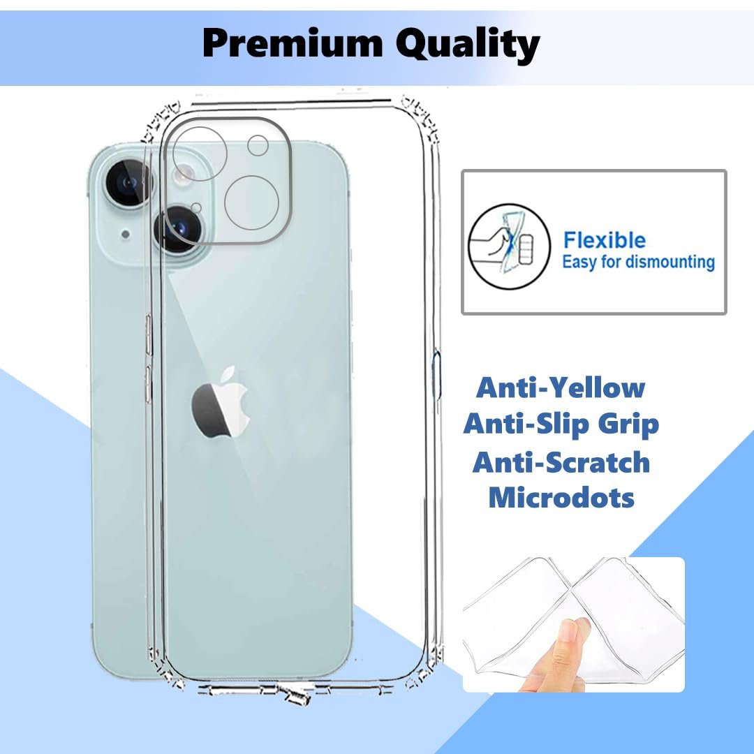 61fa mx6zcl. sl1080 Tough Lee Back Cover Case for Apple iPhone 15 (Transparent) (Soft Silicon) (Pack of 1)