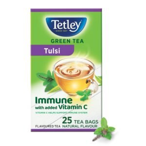 Tetley | Green Tea with Tulsi | Immune with Added Vitamin C | 25 Tea Bags