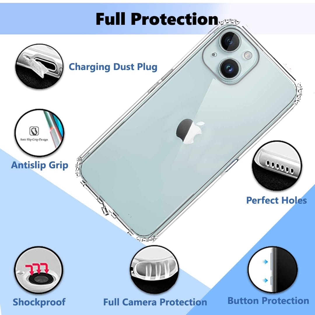 61kxgtp8y6l. sl1080 Tough Lee Back Cover Case for Apple iPhone 15 (Transparent) (Soft Silicon) (Pack of 1)