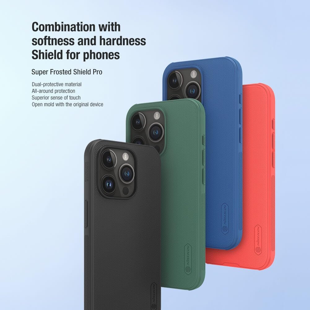 61liqsoru2l. sl1001 Nillkin Case for Apple iPhone 15 Pro (6.1 Inch) Super Frosted Shield Pro Hard Back Soft Border (PC + TPU) Shock Absorb Cover Raised Bezel Camera Protect PC Without Logo Cut Black Color