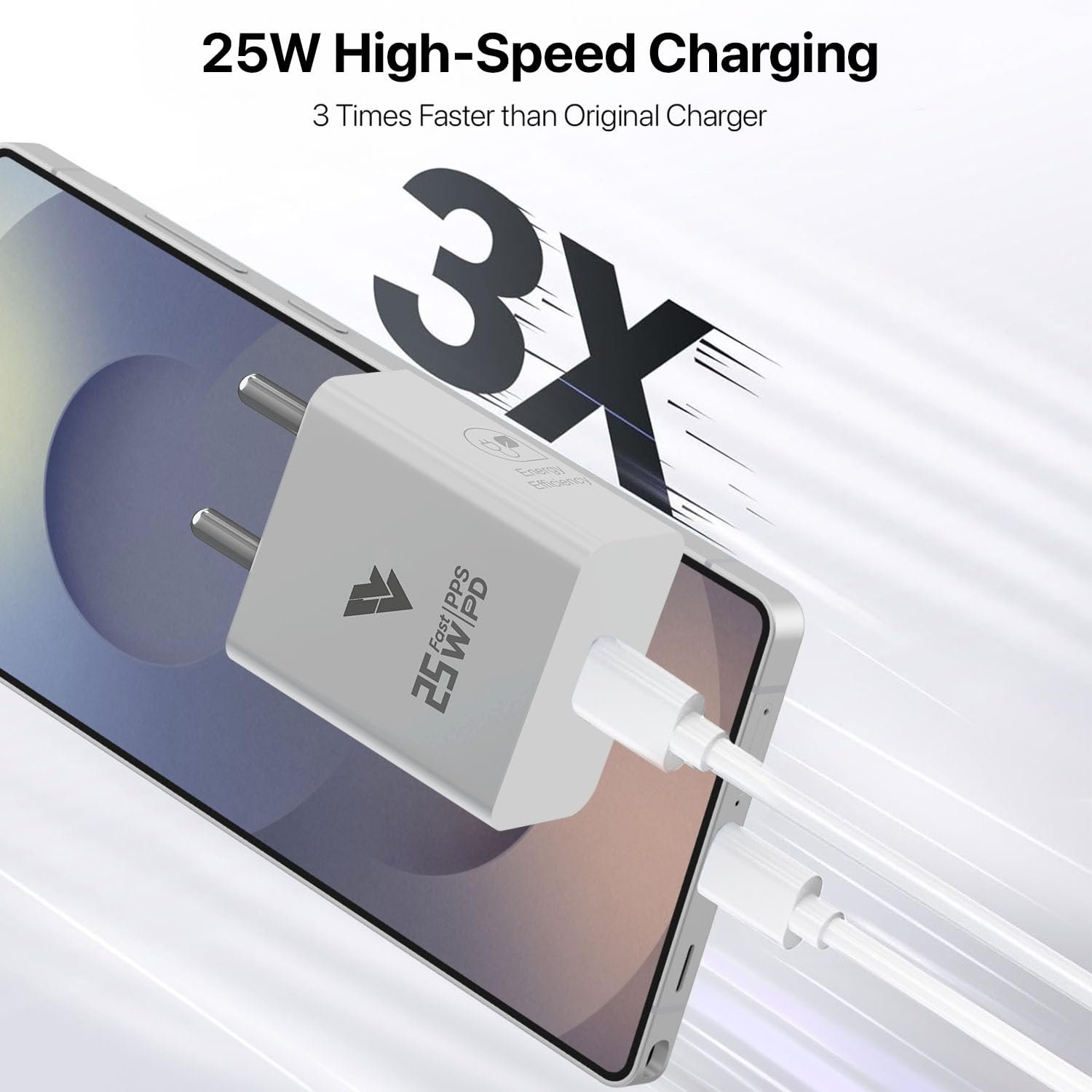 61leuklad0l. sl1500 Dr Vaku® 25W Fast Charger Adapter Compatible with iPhone 14/14 Plus/14 Pro/14 Pro Max, 13/12/11 Series, iPad with 1 Meter Type C to L Data Cable PD 2.0 (Adapter+Cable)