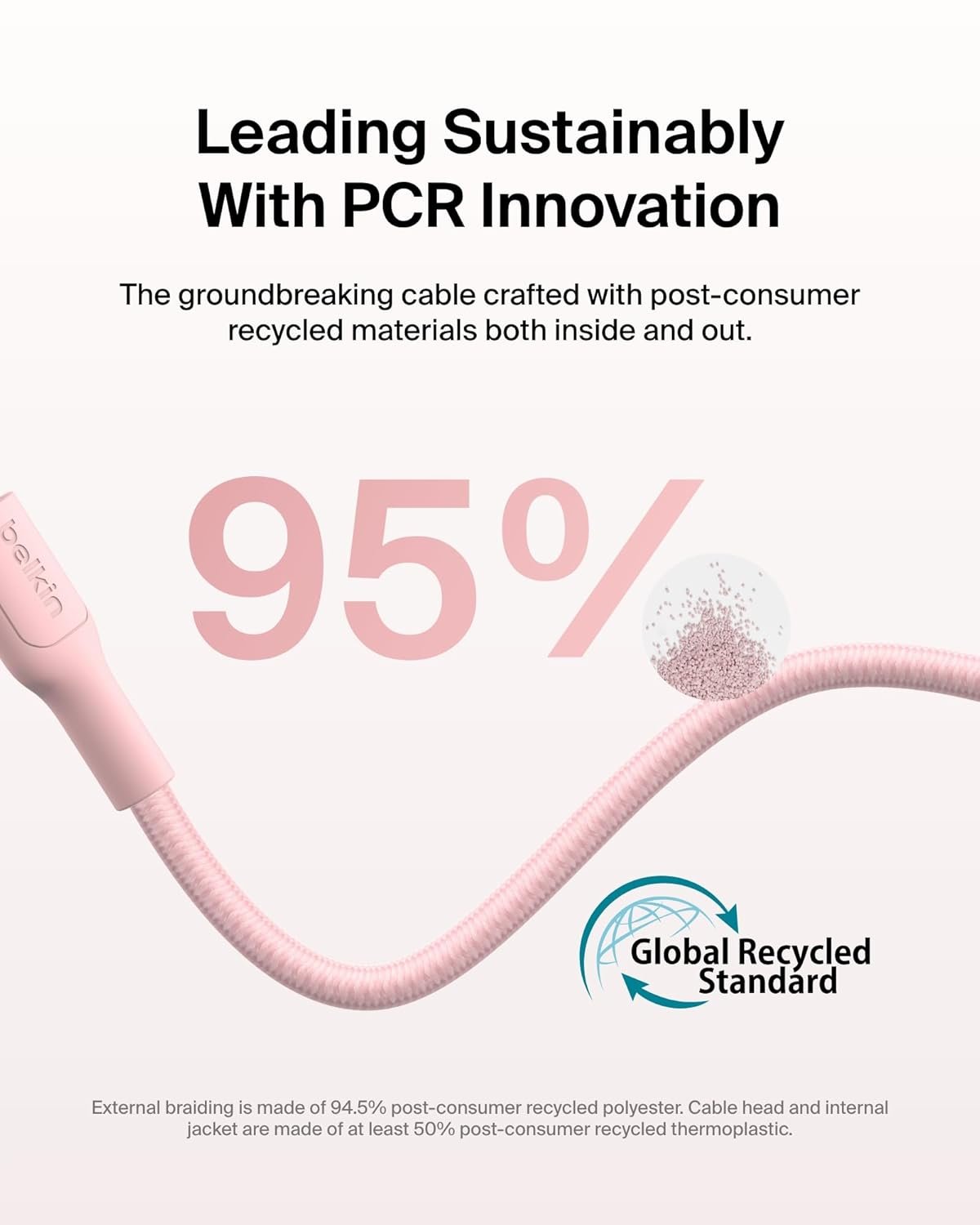 61nviincfql. sl1500 Belkin Apple Certified USB-C to USB-C Braided Nylon Cable 2 Meter | Fast Charging Cable | Type C Charger Cable for iPhone 17, 16, Galaxy S25, Pixel 9, MacBook, iPad Pro | 2 Years Warranty | Pink