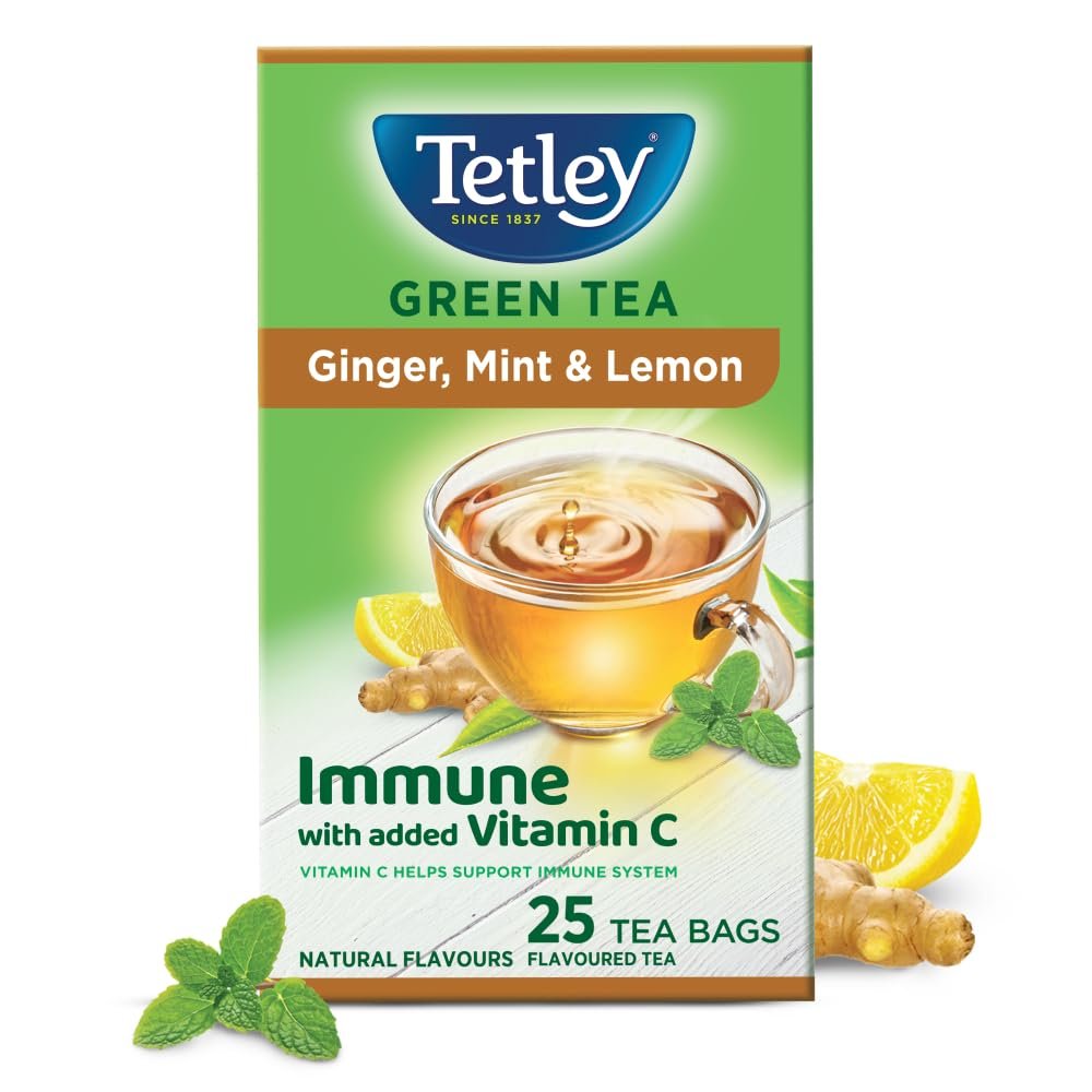 Tetley Green Tea Bags, Ginger Mint Lemon, 25 Tea Bags Tetley Green Tea Bags, Ginger Mint Lemon, 25 Tea Bags