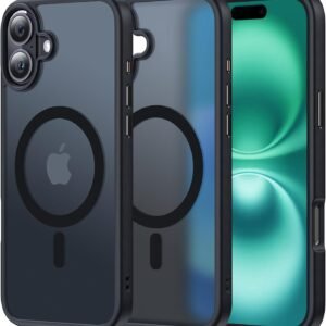 Clear Case Compatible with Apple iPhone 16 Plus, Magnetic Case with Built-in Magnets Compatible with MagSafe, Crystal Clear Slim PC & TPU Cover for Apple iPhone 16 Plus - Black