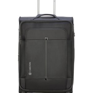 Carlton Tuxedo | Check-in Trolley Bag, 69 Cm Medium Softsided Luggage | 8 Wheels, TSA Lock | Polyester | Premium Suitcase for Travel | 5 Year International Warranty | Jet Black