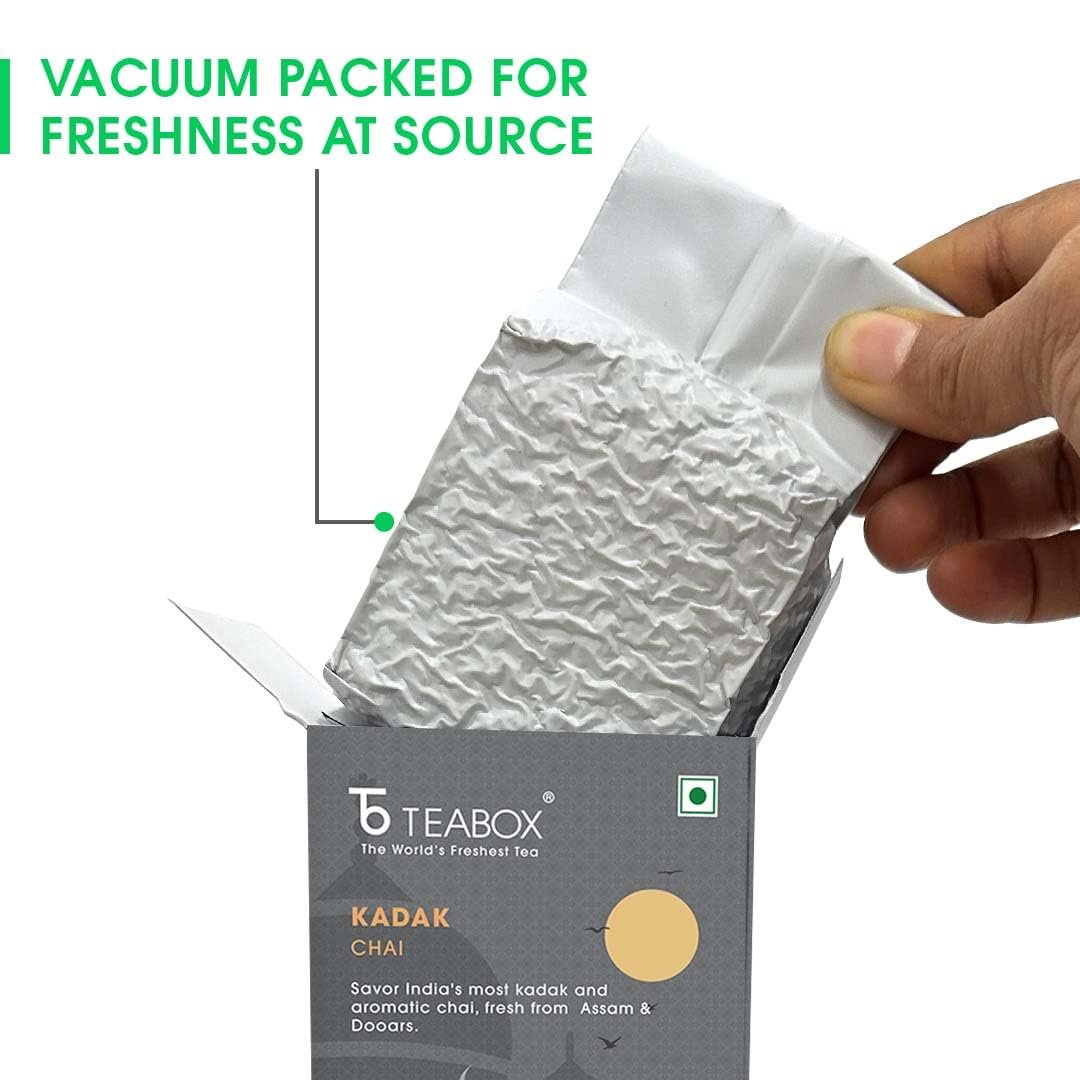 61sxbhfngpl. sl1080 Teabox Premium Kadak Chai Vacuum Sealed Pack for Freshness | Sourced From The Estates Of Assam & Dooars | Strong and Premium Chai Black Tea 250G