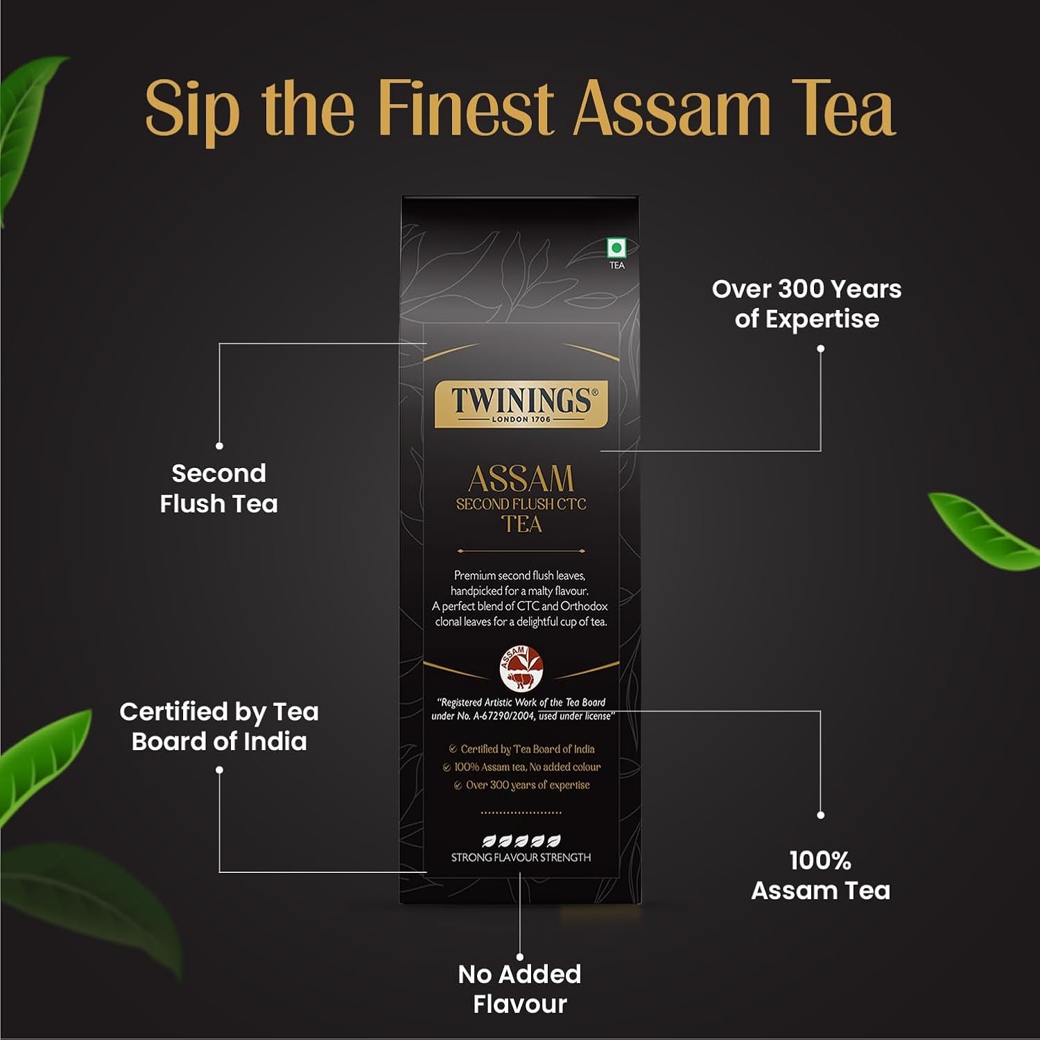 61uetnx6c1l. sl1500 Twinings Assam Second Flush CTC Tea, 250g | Pack of 1 | 100% Assam Tea | Strong Flavour Strength | For Malty, Robust Flavour | No Added Colour