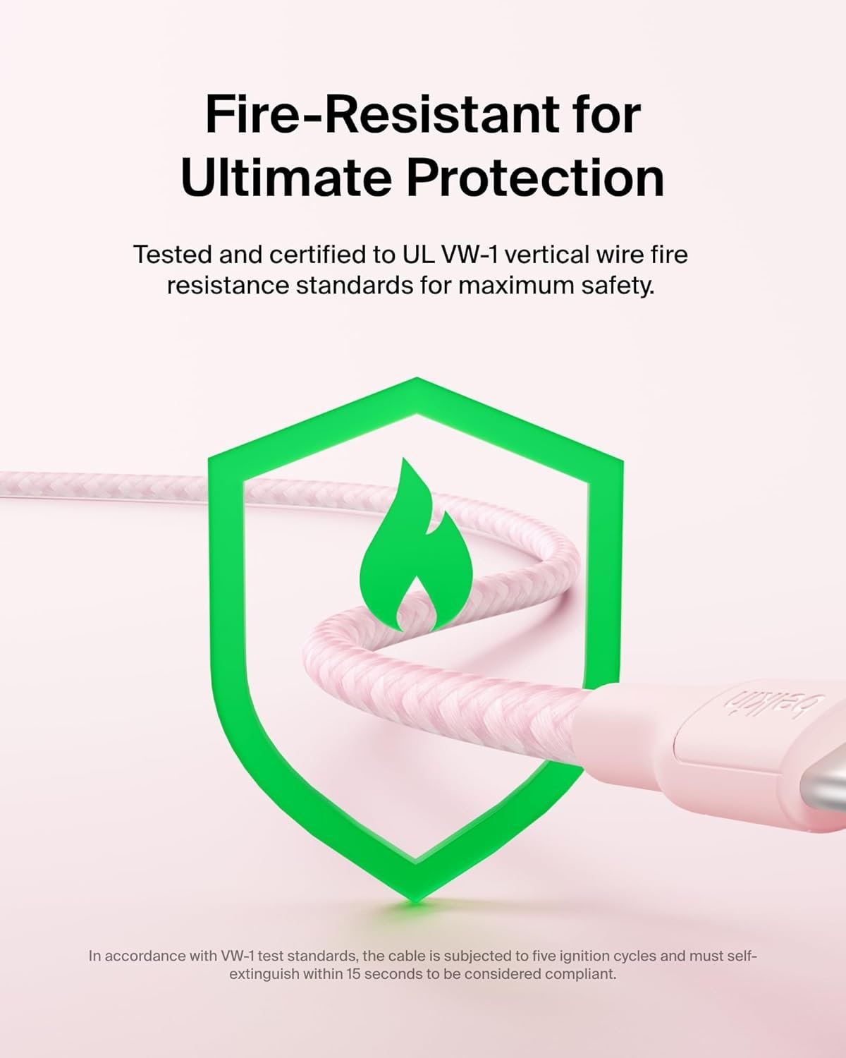 61uls7admnl. sl1500 Belkin Apple Certified USB-C to USB-C Braided Nylon Cable 2 Meter | Fast Charging Cable | Type C Charger Cable for iPhone 17, 16, Galaxy S25, Pixel 9, MacBook, iPad Pro | 2 Years Warranty | Pink