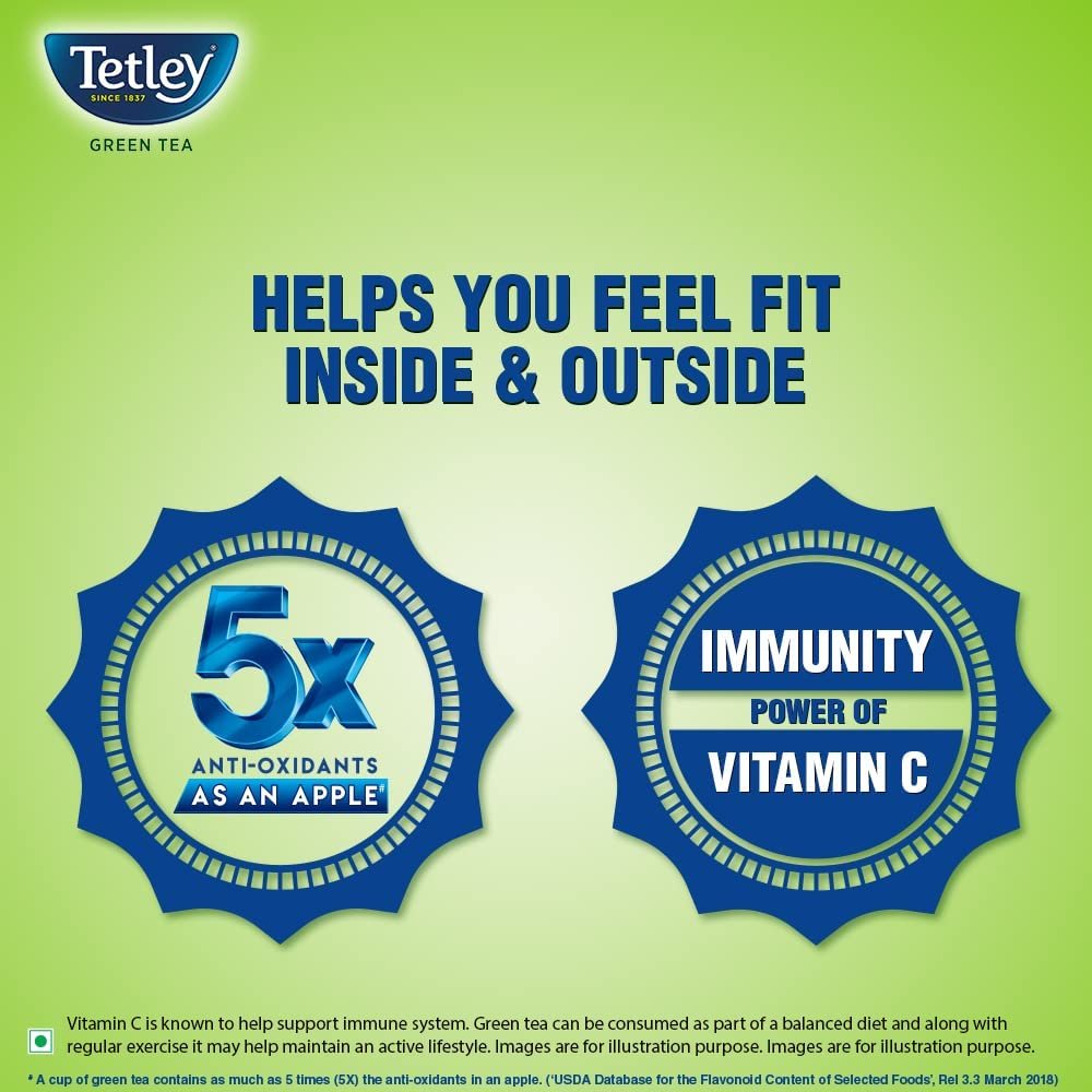 61ubxb k6il. sl1000 Tetley | Green Tea with Tulsi | Immune with Added Vitamin C | 25 Tea Bags