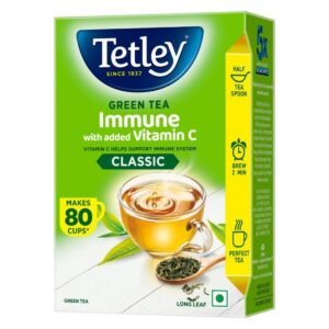 Tetley Loose Green Tea Leaves 100g, Classic Flavour, Immune With Added Vitamin C, Makes 80 Cups, Long Leaf Tea, 5X Antioxidants As An Apple