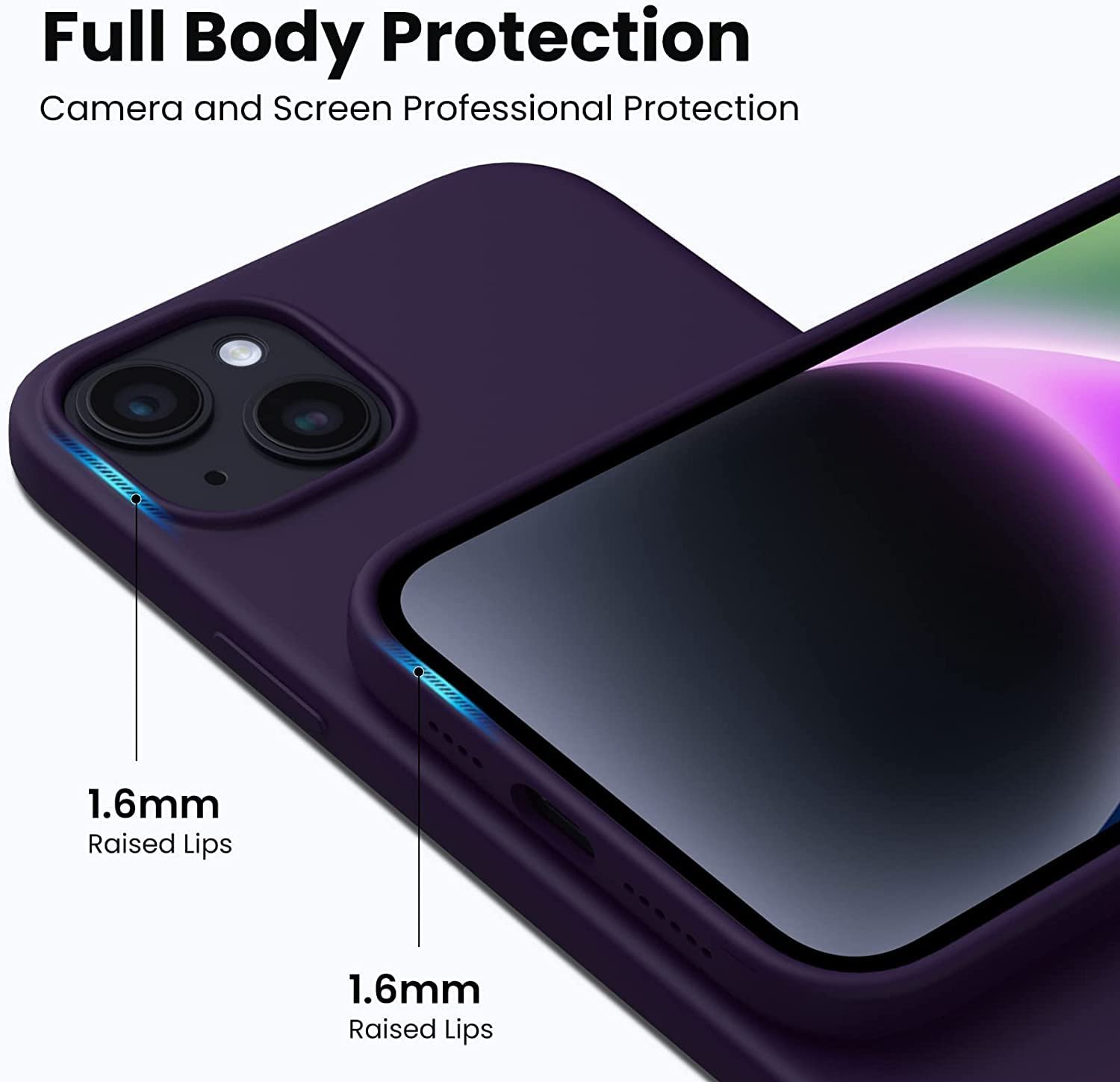 61a2k0loowl. sl1500 1766814293 1115 Elzzi Liquid Silicone Cover Compatible with iPhone 14 Case (6.1 inch) 3 Layer Microfiber Logo Cut Lining Covers Phone Cases Full Body Protective Wireless Charging Shockproof Back Cover (Deep Purple)