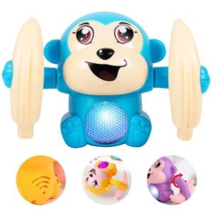 Gooyo GY-2020 Battery Operated Voice Control Monkey Toy with Musical, Dancing, Spinning,Rolling and Sensor Feature for Gifts/Kids/Babies/Boys/Girls|Blue Color, Power Source:3xAAA Battery(Not Included)
